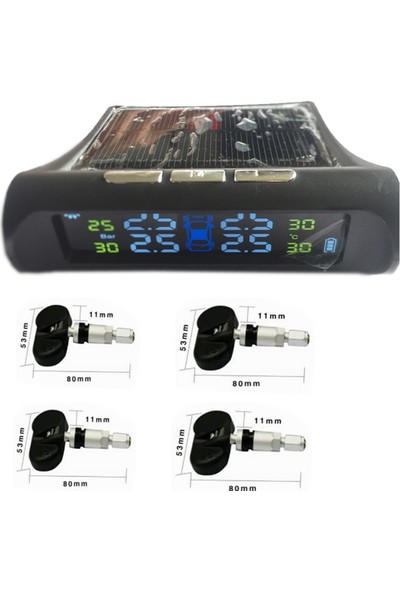 Xetec Tpms Internal Renkli Ekran Kablosuz Dahili Pilli ve Güneş Enerjili Lastik Basınç Sensörü