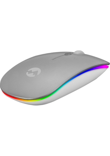 SMW-306R Gümüş 1600DPI Şarjlı Kablosuz Mouse Rgb Mouse