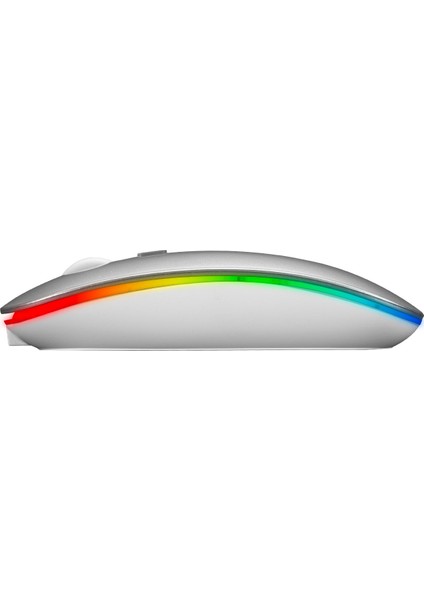 SMW-306R Gümüş 1600DPI Şarjlı Kablosuz Mouse Rgb Mouse