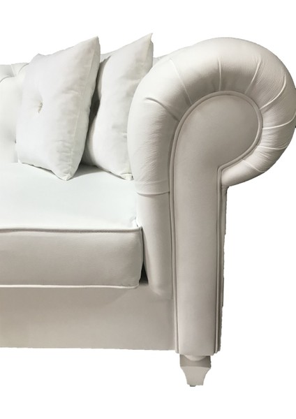 White Leather Hakiki Deri Kanepe Koltuk