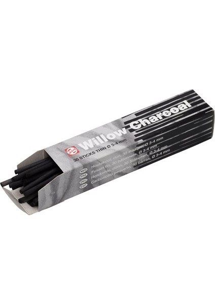 Willow Charcoal Doğal Kömür Füzen Seti 3-4 mm 30'lu Kutu