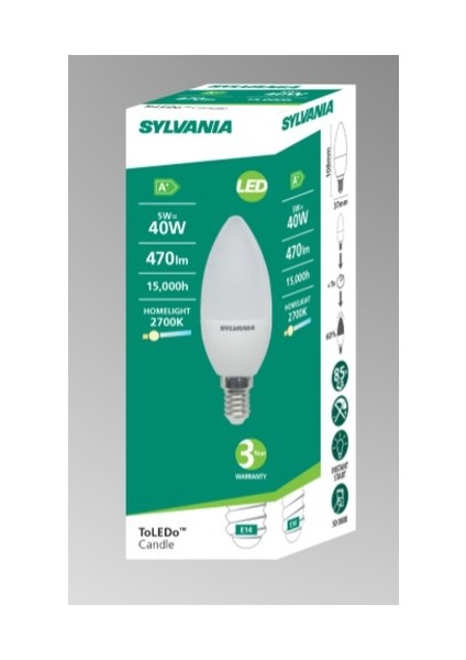 E14 Led Mum Lamba 5 W Sarı Işık 10'lu