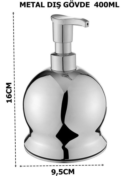 Metal Krom Küre Sıvı Sabun Dispenseri 400 ml