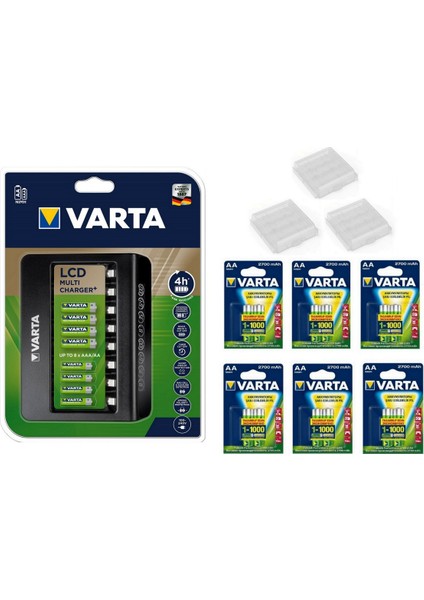 Multi 8li Şarj Cihazı + 12x2700 Mah Aa Şarjlı Pil