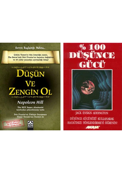 Düşün ve Zengin Ol - %100 Düşünce Gücü - 2 Kitap