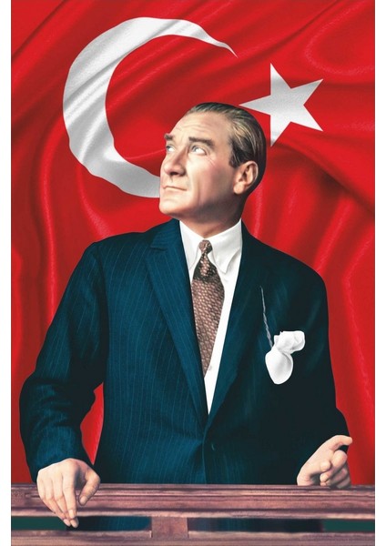 Atatürk Baskılı Türk Bayrağı Raşel Kumaş Dijital Baskı 800 x 1200 cm
