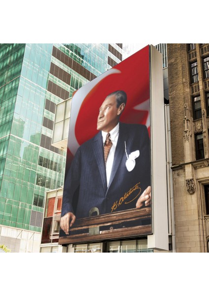 Atatürk Baskılı Türk Bayrağı Raşel Kumaş Dijital Baskı 800 x 1200 cm