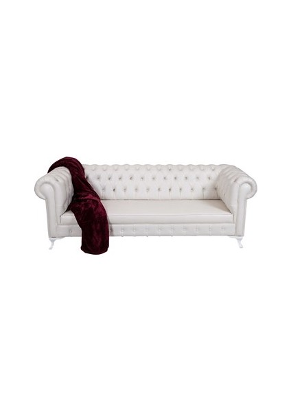 White Leather Chesterfield - Beyaz