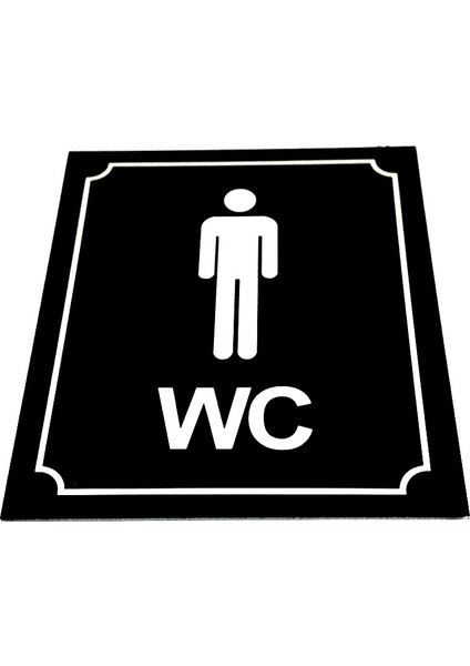 Wc Tuvalet Tabelası Bay Siyah Yönlendirme Levhası 10 cm x 12 cm