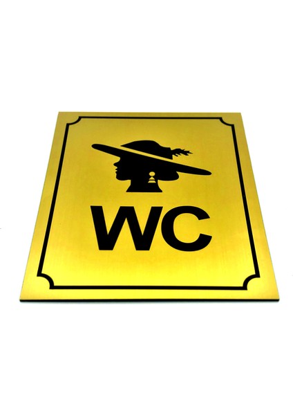 Wc Tuvalet Tabelası Bayan Altın Yönlendirme Levhası 10 cm x 12 cm