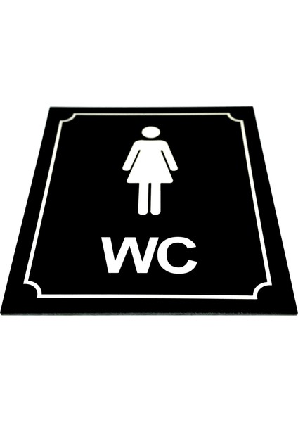 Wc Tuvalet Tabelası Bayan Siyah Yönlendirme Levhası 10 cm x 12 cm