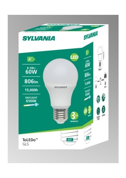 E27 LED Lamba 8.5W Beyaz Işık