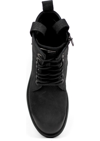 18501-G Deri Siyah Yıkama Nubuk Kadın Bot modelleri