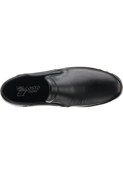 Costo Shoes Siyah Deri 4 Mevsim Büyük Numara Üst Kalite Erkek Ayakkabısı