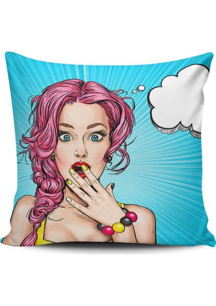 Pop Art Kızları Dijital Baskılı Kırlent Kılıfı