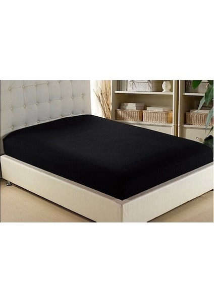 Çift Kişilik Lastikli Penye Çarşaf Siyah 160x200
