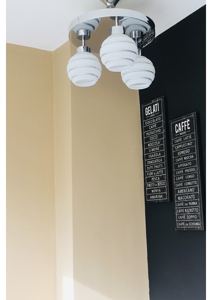 Aydınlatma Modern Dekoratif Krom Gümüş Camlı 3'lü Plafonyer