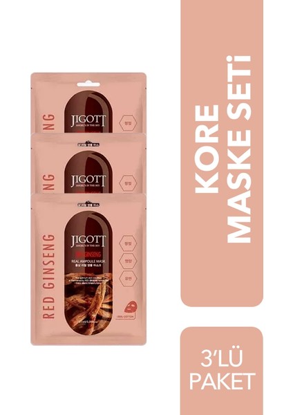 Lüks Kore Maske Seti Red Ginseng 3'lü Paket