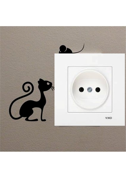 Kedi Fare Sticker Priz Folyo Sticker