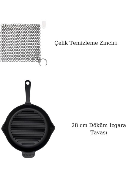 Izgara Tava 28 cm & Çelik Temizleme Zinciri fiyatları