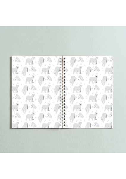 A5 Kutup Ayısı Yazılı Tasarımlı Spiralli Çizgisiz Defter PYTKDT0176