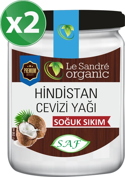 Le Sandre Organics Hindistan Cevizi Yağı   250 ml 2'li