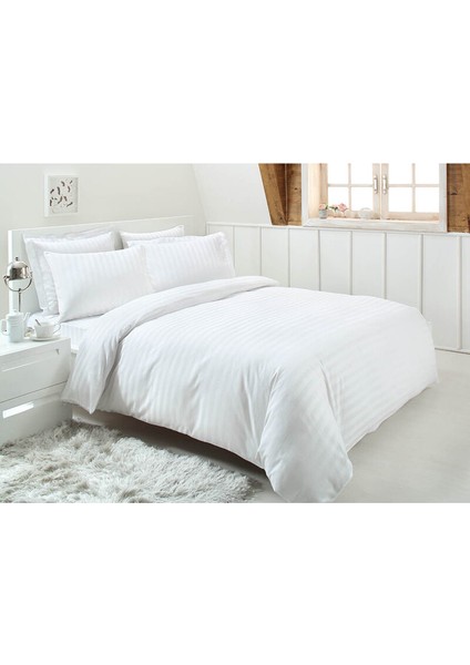 Nevresim Takımı Seti Çift Kişilik Line Beyaz