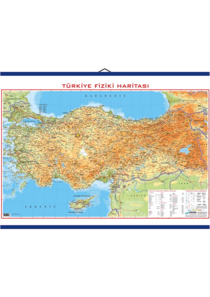 Türkiye Fiziki Haritası 78 x 135 cm