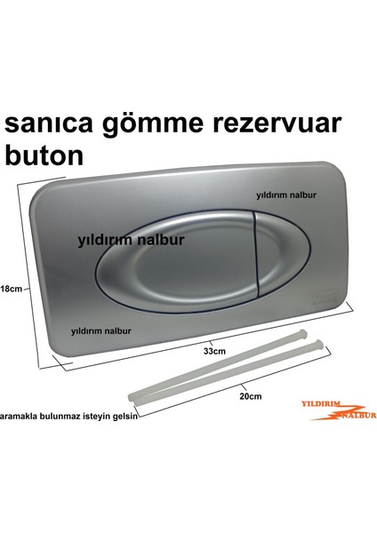 Gömme Rezervuar Buton Düğmesi Çiftli Gri Renk Sanıca Büyük Buton