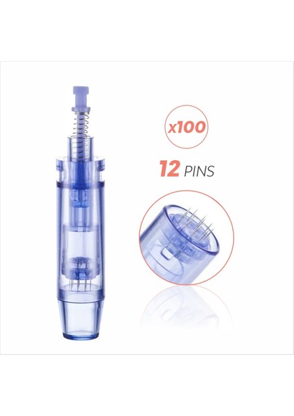 Dermapen Iğnesi Mavi Kapaklı 12 Iğneli - 100 Adet