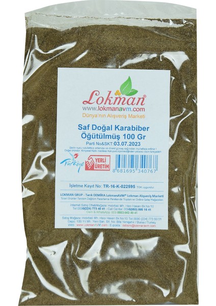 Saf Doğal Karabiber Öğütülmüş 100 gr