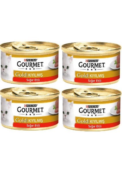 Gold 4 Adet Kıyılmış Sığır Etli Kedi Konservesi 85 gr