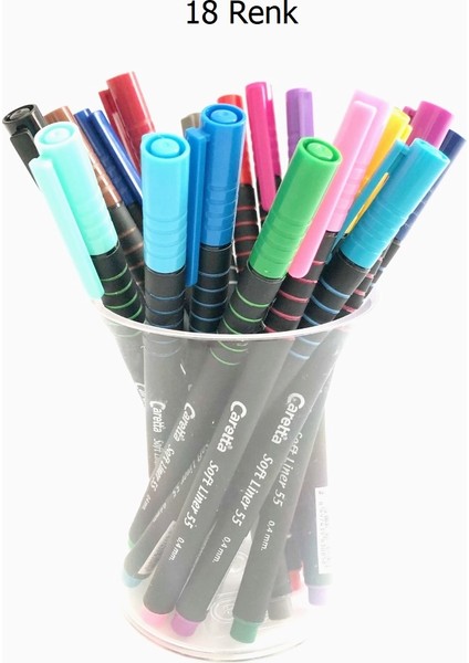 Softliner 0.4mm 18 Renk Bardaklı Set