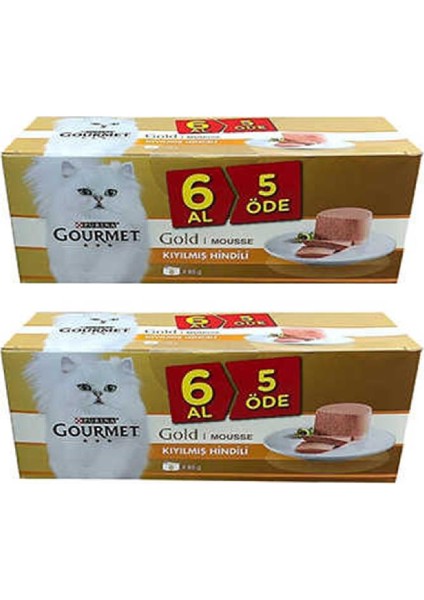 Gold 2 Kutu(12 Adet) Kıyılmış Hindili Kedi Konserve 85 gr