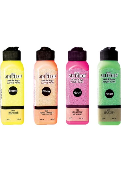 Neon Akrilik Boya 140 ml 4'lü Set