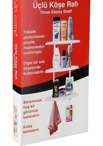 Banyo Köşe Rafı Demonte Plastik