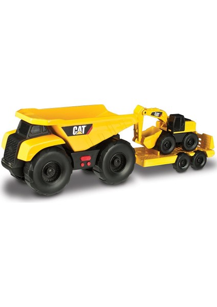 Mini Iş Makinesi Mini Römork ve Araç Seti Sesli ve Işıklı 2'li Set Model-1 34760