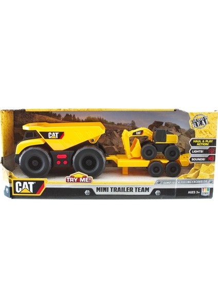 Mini Iş Makinesi Mini Römork ve Araç Seti Sesli ve Işıklı 2'li Set Model-1 34760
