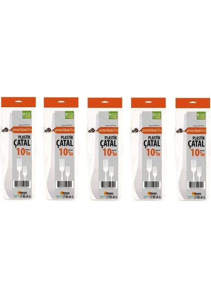 Plastik Çatal Orta Boy 10'lu 5 Paket (50 Ad.)