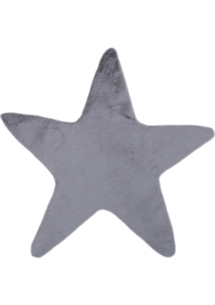Yumuşak Yıkanabilir Yıldız Şekilli Gri Post Halı