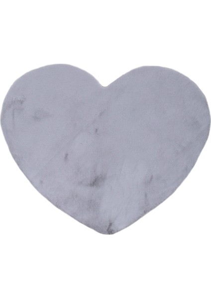 Yumuşak Yıkanabilir Kalp Şekilli Gri Post Halı