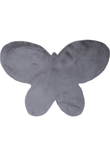 Yumuşak Yıkanabilir Kelebek Şekilli Gri Post Halı