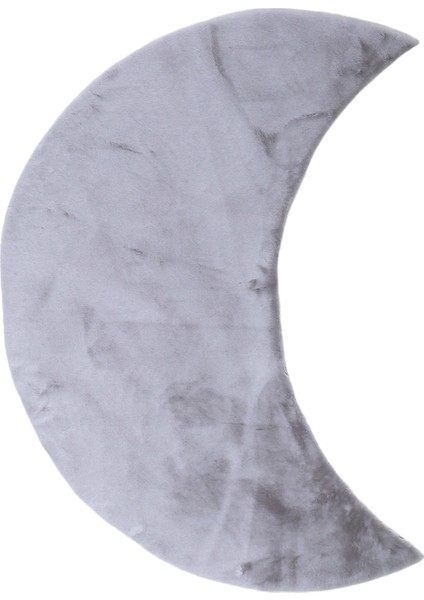 Yumuşak Yıkanabilir Ay Şekilli Gri Post Halı