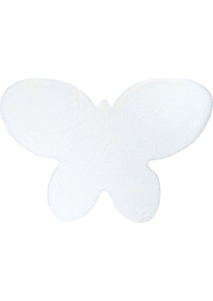 Yumuşak Yıkanabilir Kelebek Şekilli Beyaz Post Halı