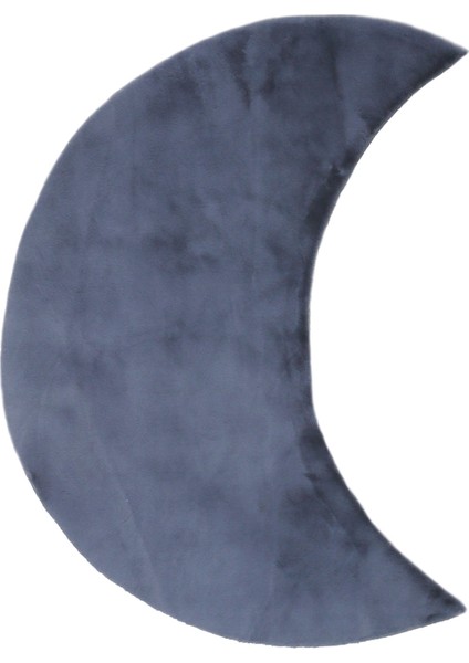 Yumuşak Yıkanabilir Ay Şekilli Koyu Gri Post Halı
