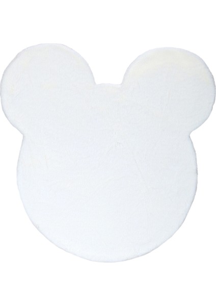 Yumuşak Yıkanabilir Miki Şekilli Beyaz Post Halı