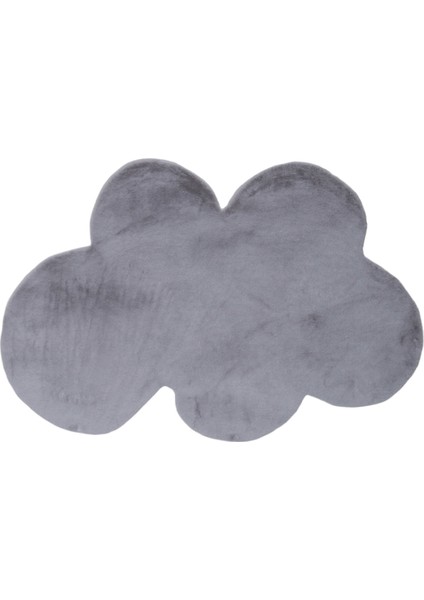 Yumuşak Yıkanabilir Bulut Şekilli Gri Post Halı