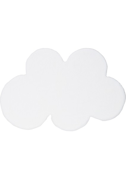 Yumuşak Yıkanabilir Bulut Şekilli Beyaz Post Halı