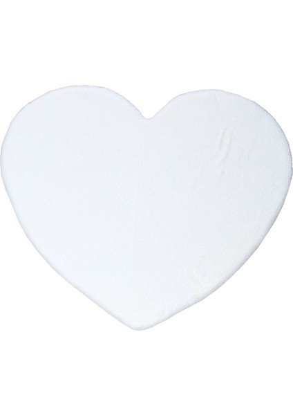 Yumuşak Yıkanabilir Kalp Şekilli Beyaz Post Halı