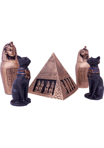 Gökçen Hobi Bastet Horus ve Firavun Mısır Biblo Set